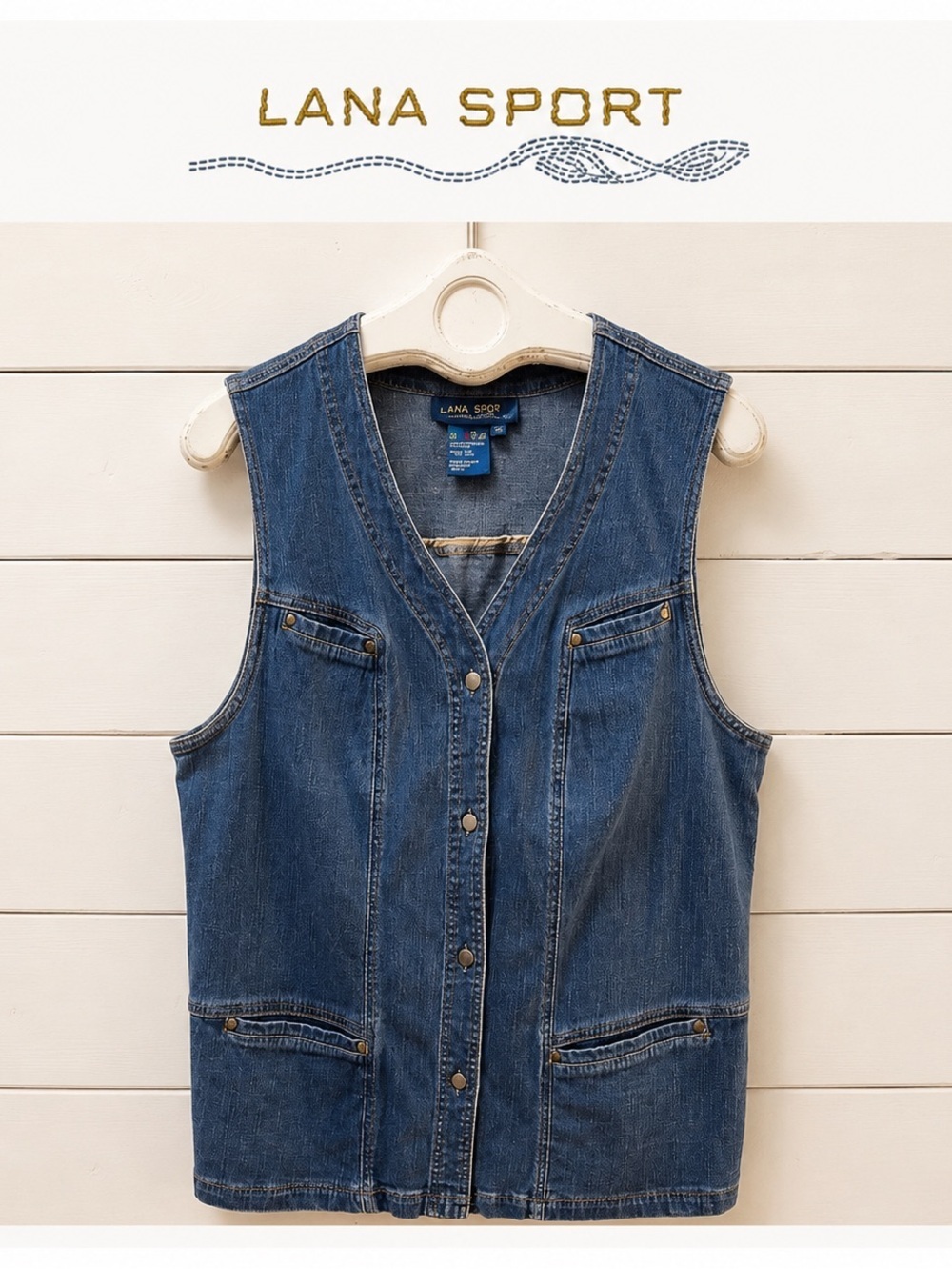 LANA SPORT Blue Denim Sleeveless Vest – Large (14)